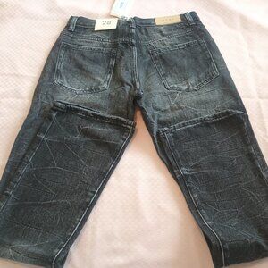 MNML Jeans Mens 28 Wave Washed Black Flare Button Fly